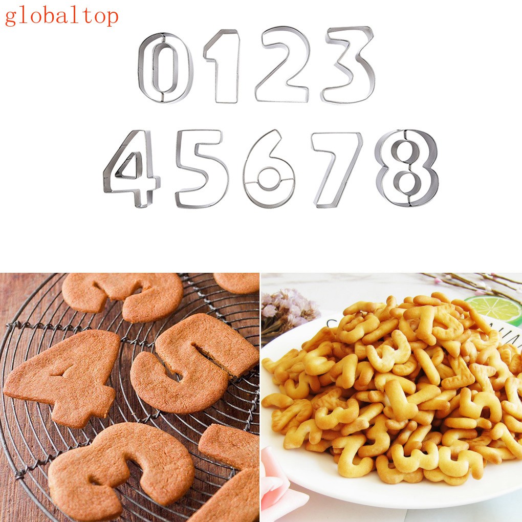 Set 9 Khuôn Cắt Bánh Quy Hình Chữ Số Bằng Thép Không Gỉ