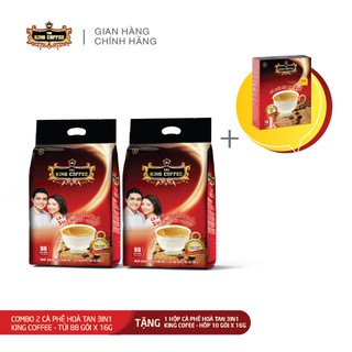 Combo 2 Cà Phê Hòa Tan 3IN1 KING COFFEE - Túi 88 gói x 16g + Tặng 1 Cà Phê Hòa Tan 3in1 KING COFFEE - Hộp 10 gói x 16g