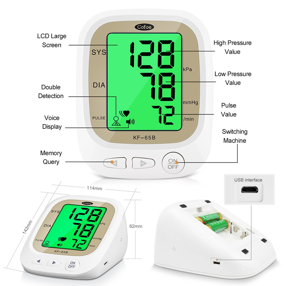Máy Đo Huyết Áp Y Tế Qua Cánh Tay Cofoe KF-65b Dành Cho Gia Đình Có Âm Báo Và Độ Chính Xác Cao | BigBuy360 - bigbuy360.vn
