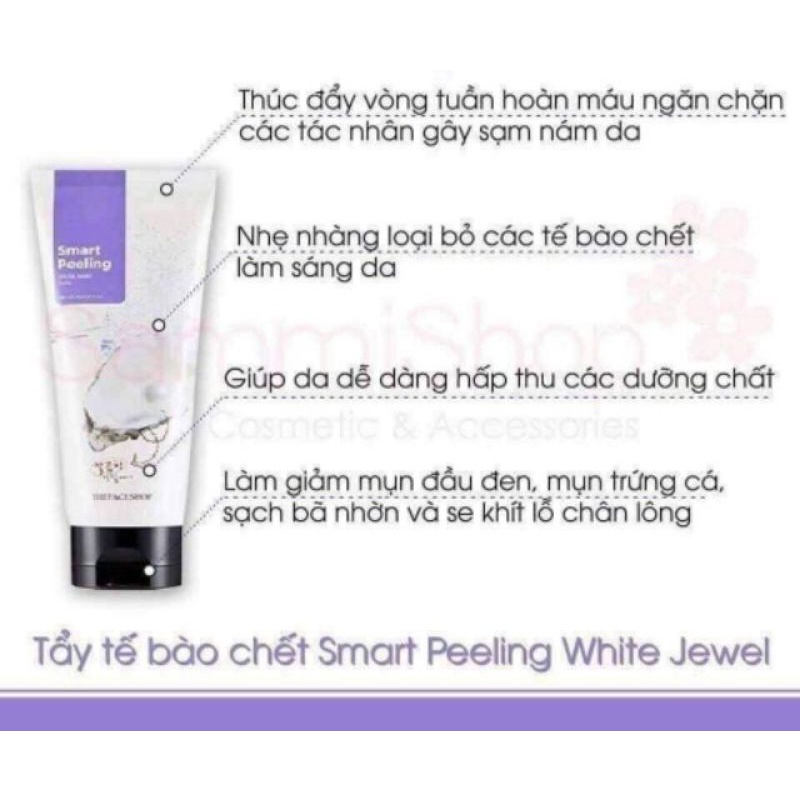 Tẩy Da Chết Ngọc Trai Smart Peeling THE FACE SHOP, Trắng Sáng Mềm Mịn  Hàn Quốc 120ml