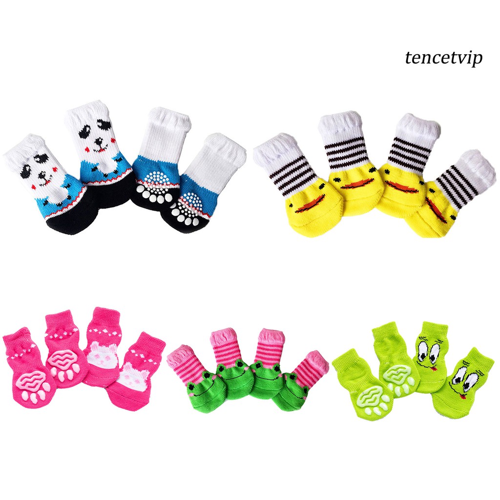Set 4 Chiếc Vớ Vải Cotton Chống Trượt Thoải Mái Dành Cho Thú Cưng