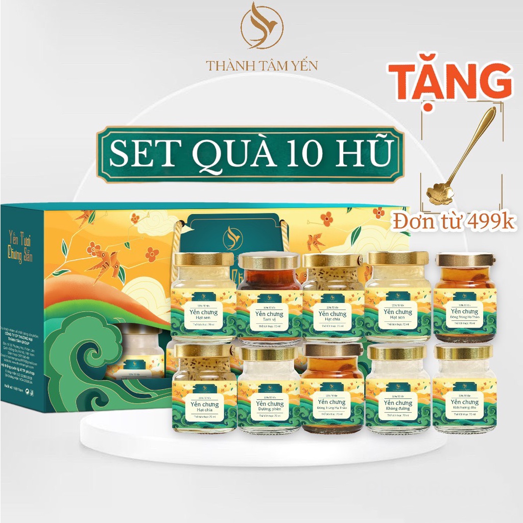 Yến Chưng Sẵn - Tổ Yến Chưng Combo 10 Hũ - 30% Yến Đảo Tươi/hũ 70ml - Yến Sào Thành Tâm Yến Chính Hãng - Quà sinh nhật