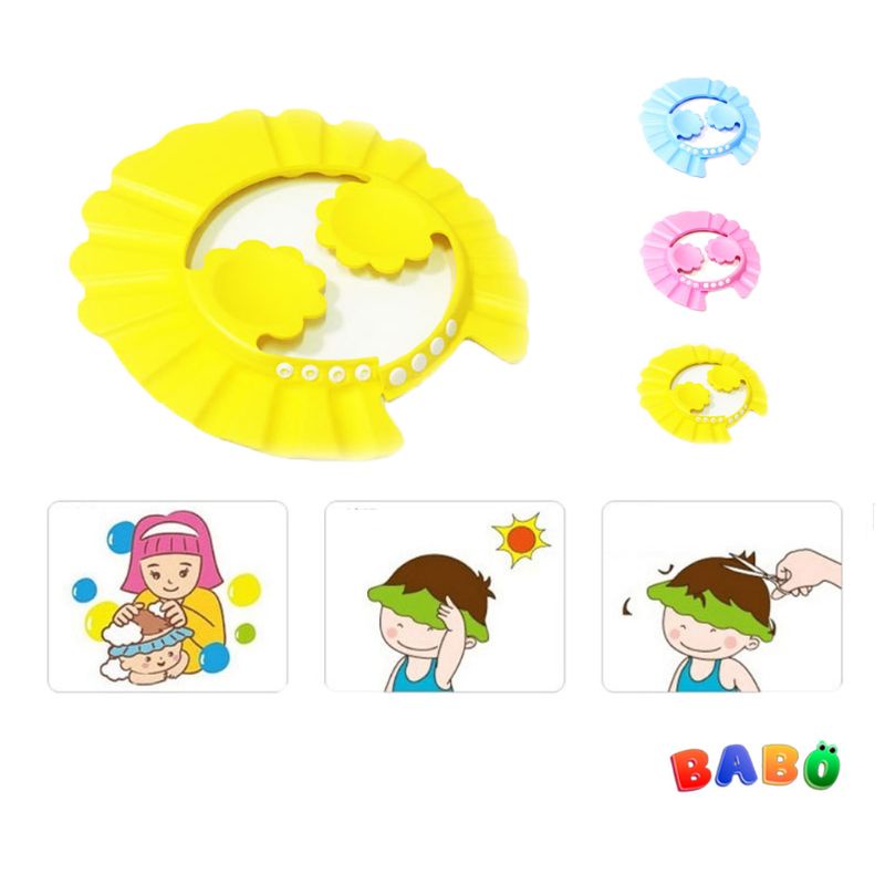 Mũ tắm chắn nước cho bé - Mũ gội đầu chắn nước có vành bảo vệ tai cho bé nhỏ tuổi BABO TBB28