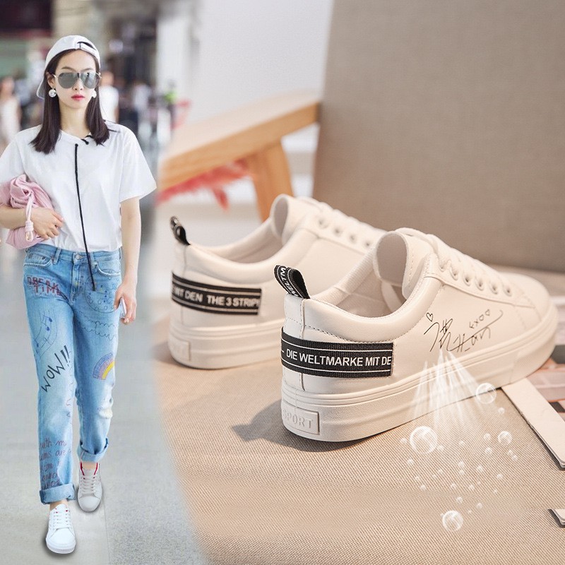 (GIÁ SỐC) Giày sneaker nữ Màu trắng gót thêu đen đỏ Cá tính NEVA2532