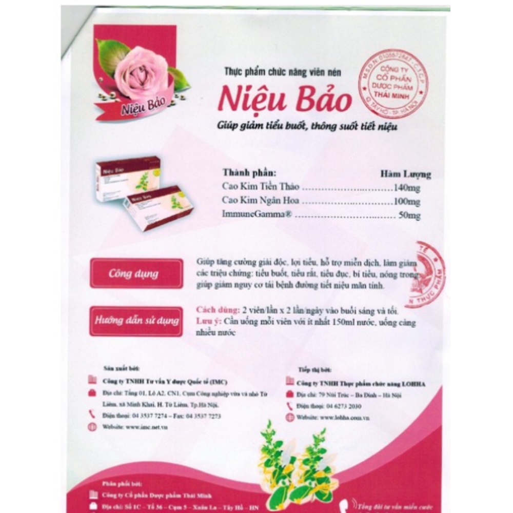 Niệu Bảo, hỗ trợ làm giảm tiểu buốt, tiểu rắt