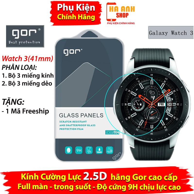 Bộ 3 kính cường lực Galaxy Watch 3(41mm) Full màn hãng Gor cao cấp