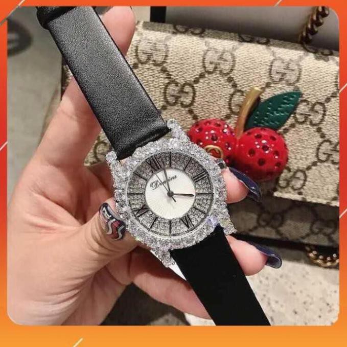[Free Ship]  [Siêu Phẩm] Đồng hồ nữ DIMINI dây da mềm mặt thiêt kế những viên kim cương  Free Ship | BigBuy360 - bigbuy360.vn