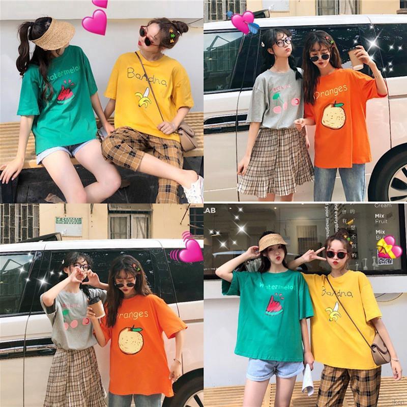 Áo thun nữ cổ tròn tay ngắn in hình trái cây