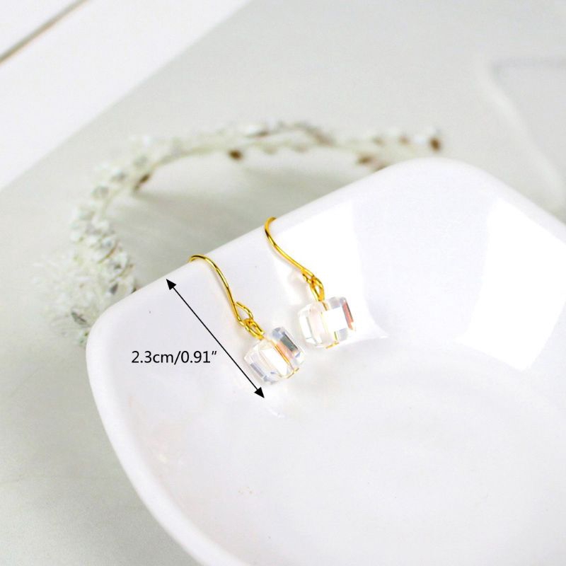 Khuyên Tai Đính Đá Pha Lê Vuông Sang Trọng Xinh Xắn
