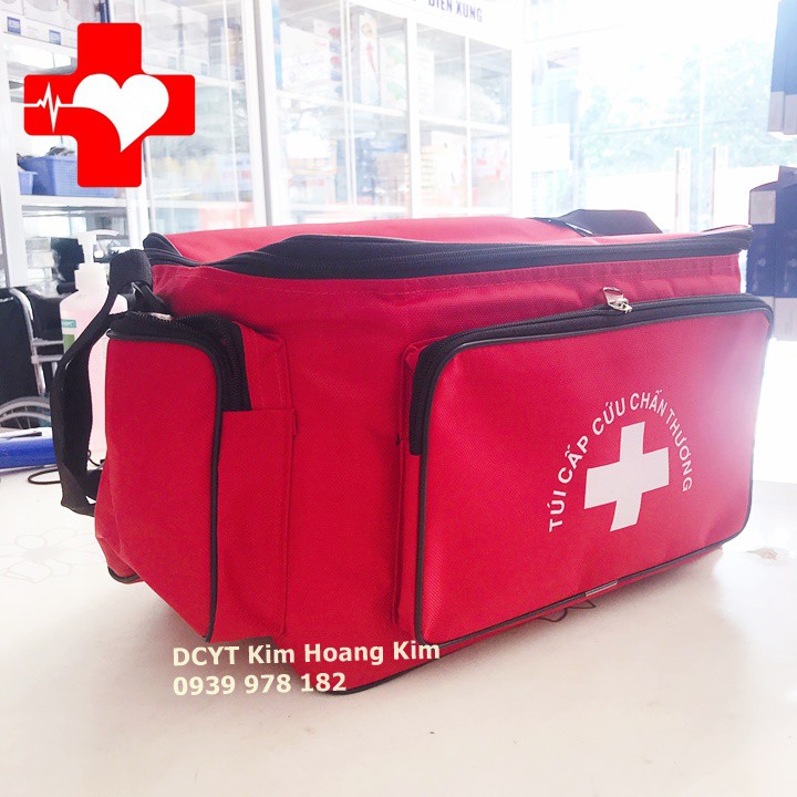 Túi cứu thương - túi y tế màu đỏ cao cấp cỡ lớn Size L (30x20x20cm)