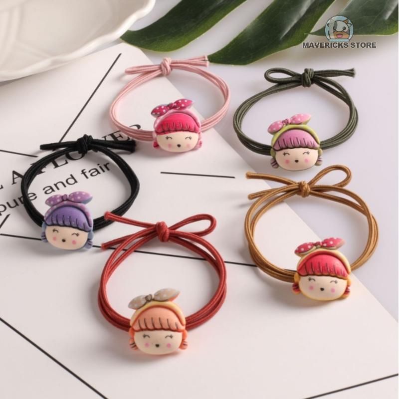 Dây cột tóc co giãn họa tiết hoạt hình phong cách Hàn Quốc nhiều màu tùy chọn