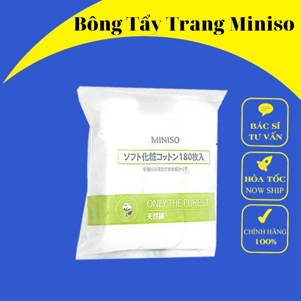 Bông tẩy trang Miniso Only The Purest 180 Miếng Nhật Bản