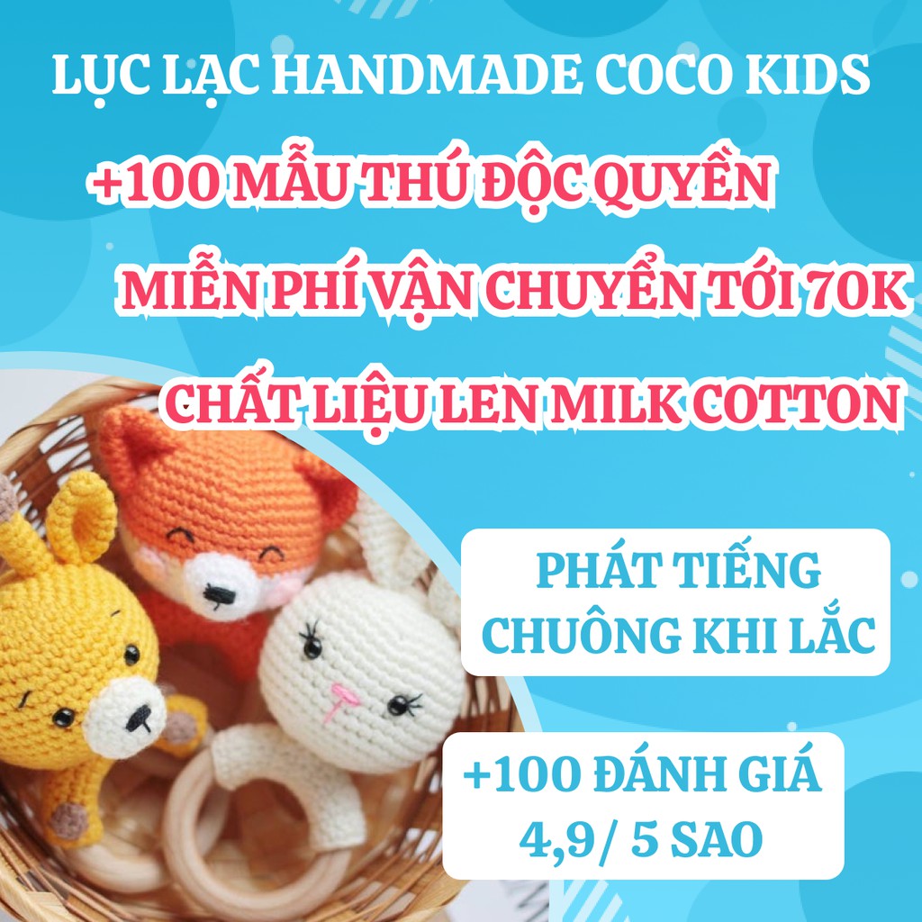 [FREESHIP + HANDMADE] Lục lạc cầm tay HƯƠU CAO CỔ 3, móc tay 100% len chất lượng cao, an toàn tuyệt đối cho bé