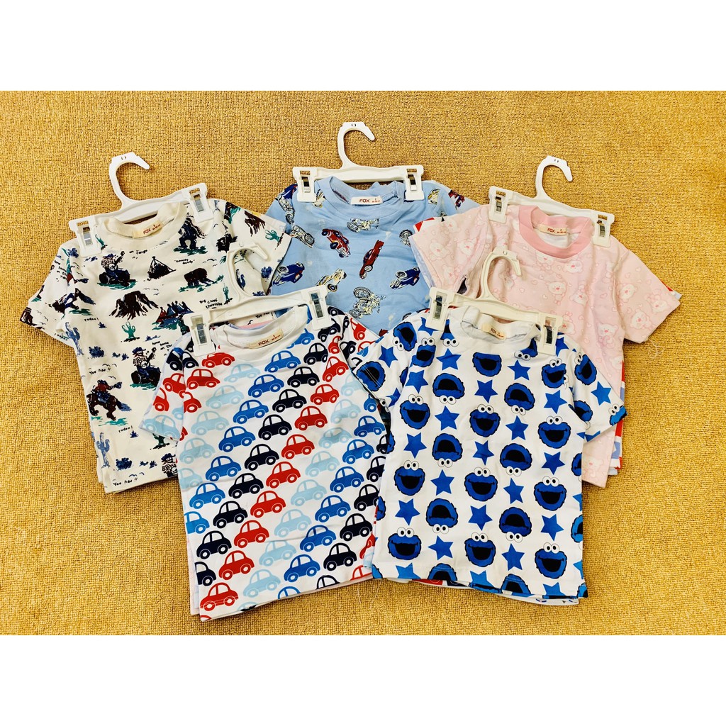 Set 3 áo thun bé trai FOX thun cotton mềm mát họa tiết ngộ nghĩnh XanhHouse