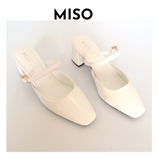 Guốc cao gót nữ thời trang dáng sục Mules bít mũi quai ngang gót trụ cao 5cm đi làm dạo phố MISO M032