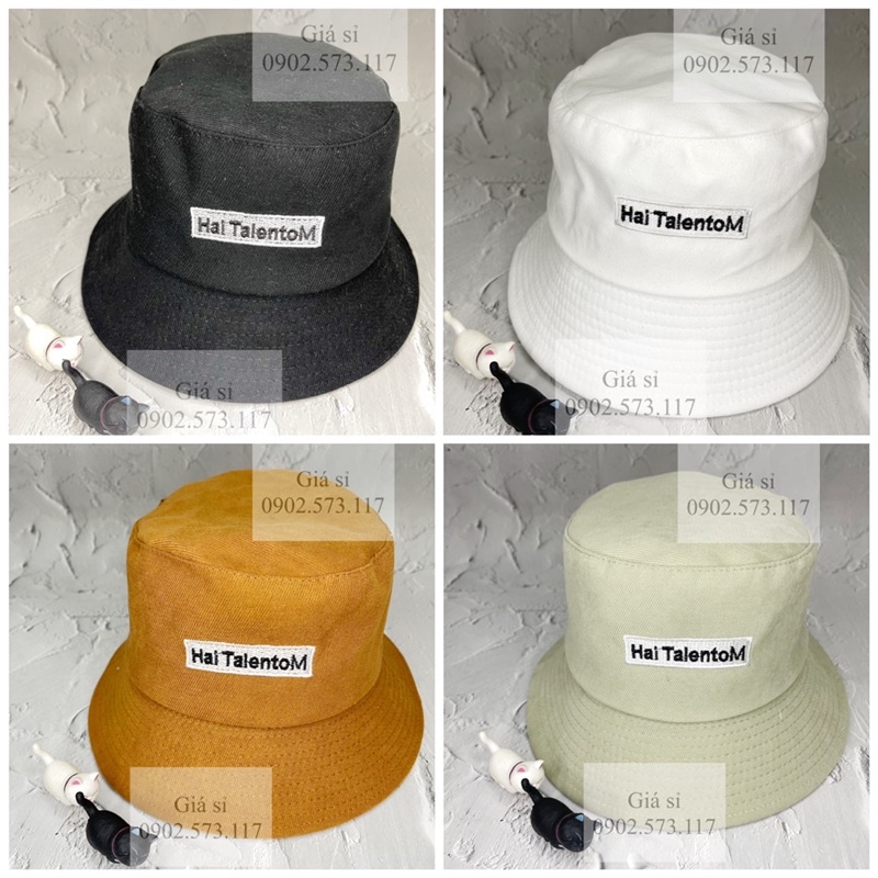 Nón bucket nhung thêu chữ đơn giản phong cách Hàn cá tính nam nữ