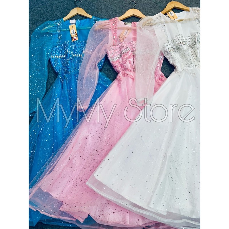 Đầm dự tiệc cổ vuông tay dài kết cườm sang trọng TRIPBLE T DRESS -size M/L (kèm ảnh/video thật) MS153Y