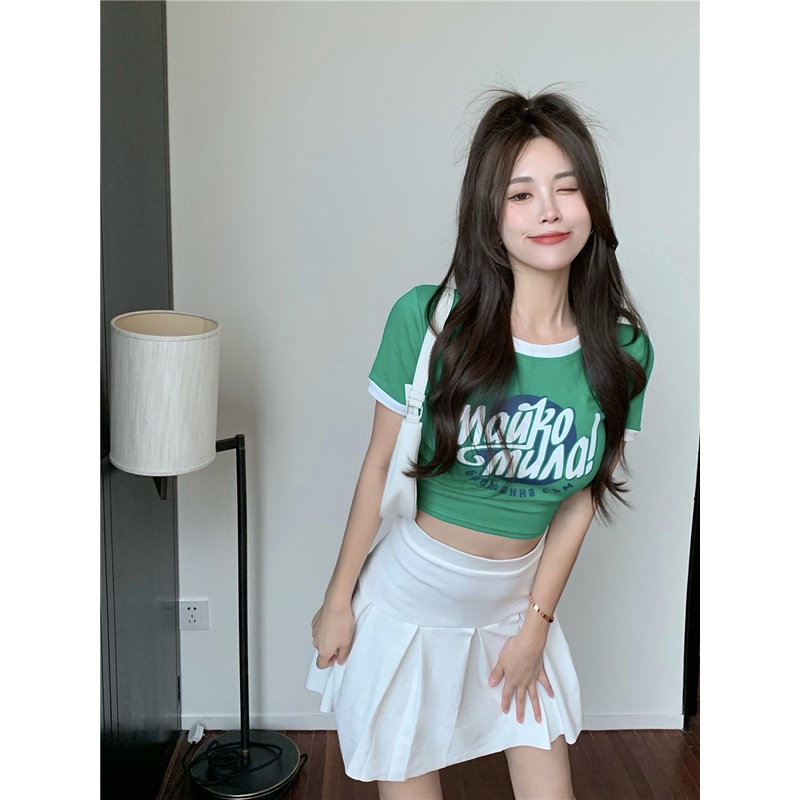 Áo Thun Lửng Tay Ngắn In Chữ Phong Cách Hàn Quốc Mới Cho Nữ
