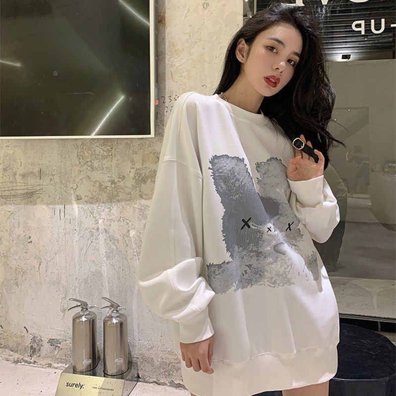 Áo Sweater Trắng Tay Dài Dáng Rộng Phong Cách Hàn Quốc Thời Trang Mùa Thu Cho Nữ 2021 | BigBuy360 - bigbuy360.vn
