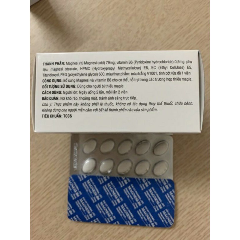 MAGNESI B6⚡Cam Kết Chính Hãng ⚡Hộp 100 viên