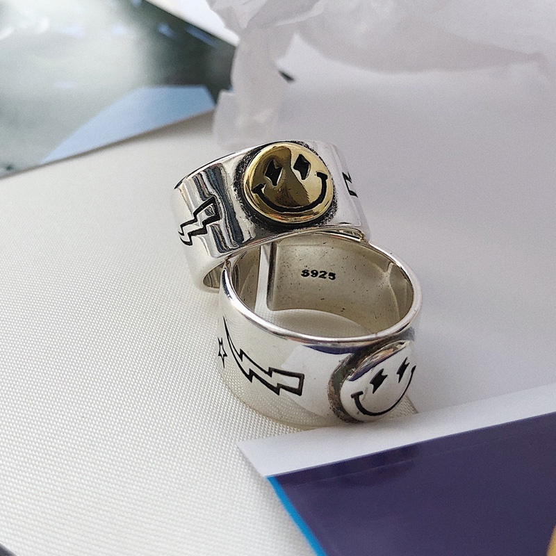 Nhẫn Hình Mặt Cười Phong Cách Hip Hop Có Thể Điều Chỉnh Kích