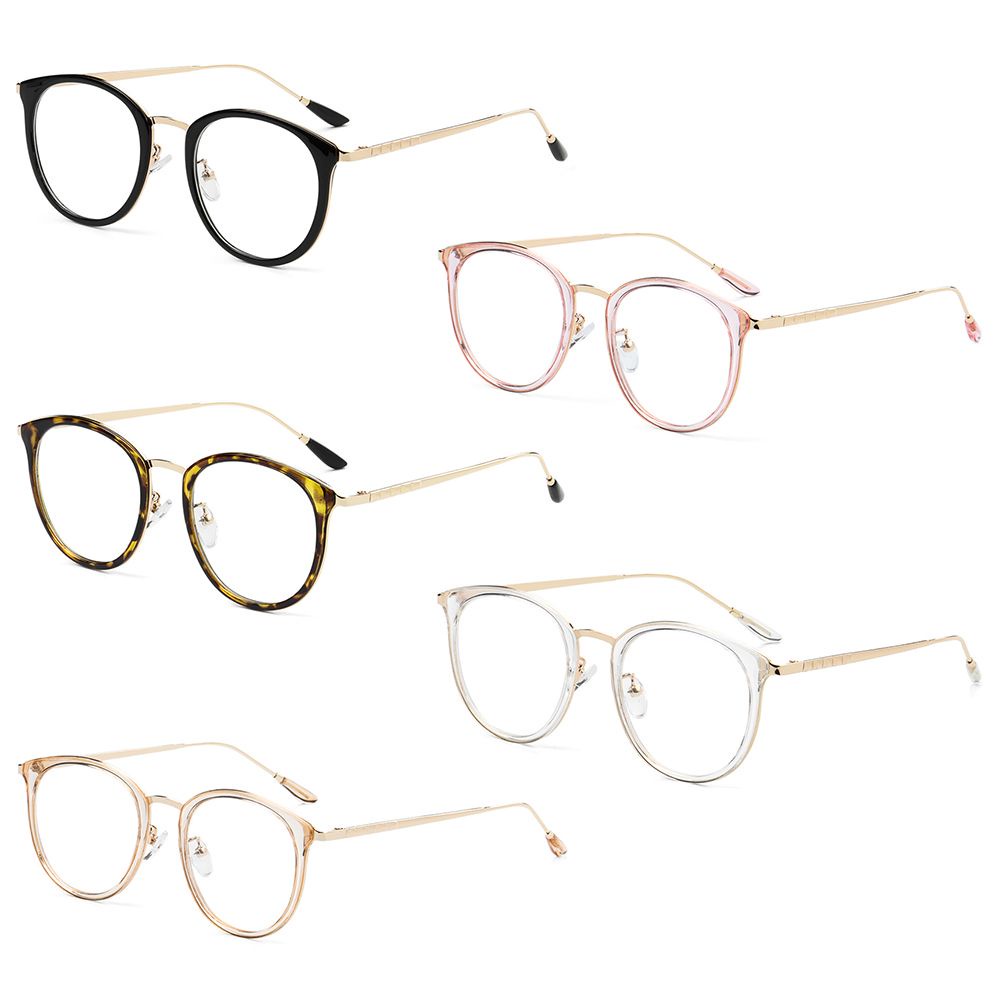 Mắt kính gọng tròn siêu nhẹ họa tiết da báo thời trang cá tính cho nam nữ