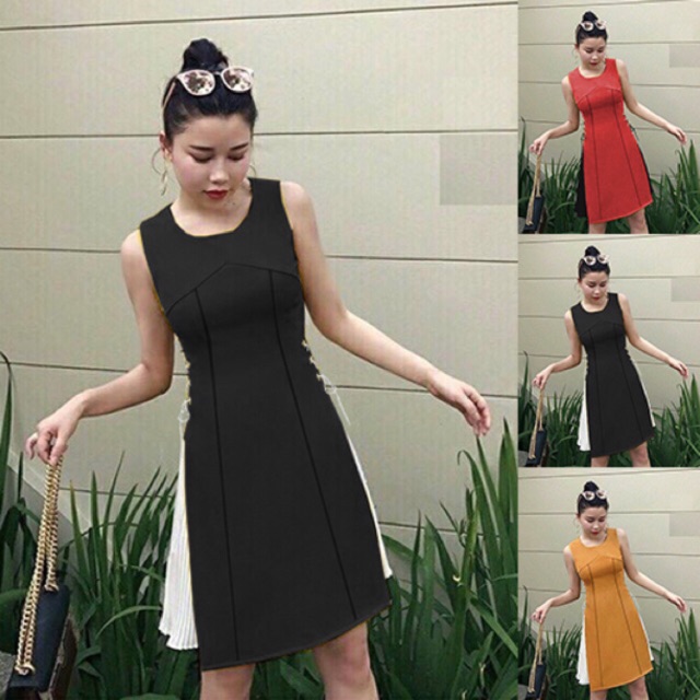 Đầm Xẻ Tà Phối Dập Ly