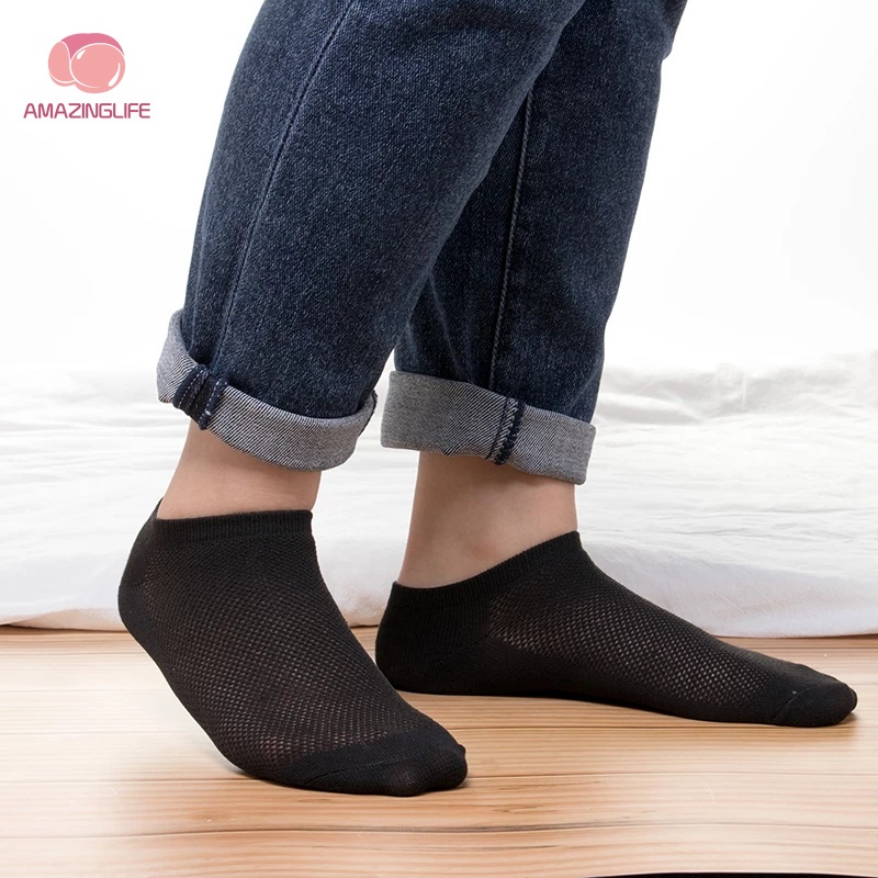 1 Đôi Vớ Dệt Kim Mỏng Thoáng Khí Chống Trượt Thấm Hút Mồ Hôi Thời Trang Xuân Hè Cho Nam