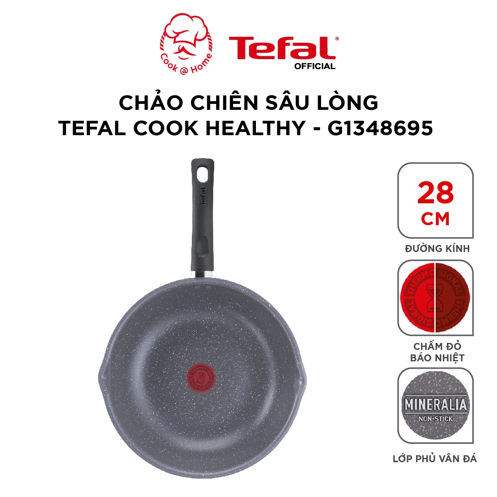 Chảo chiên sâu lòng Tefal Cook Healthy size 24, 26, 28cm G1348495/G1348595/G1348695