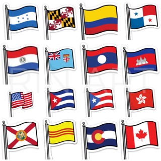 Set 50 sticker lá cờ nhiều nước version 2 dán trang trí
