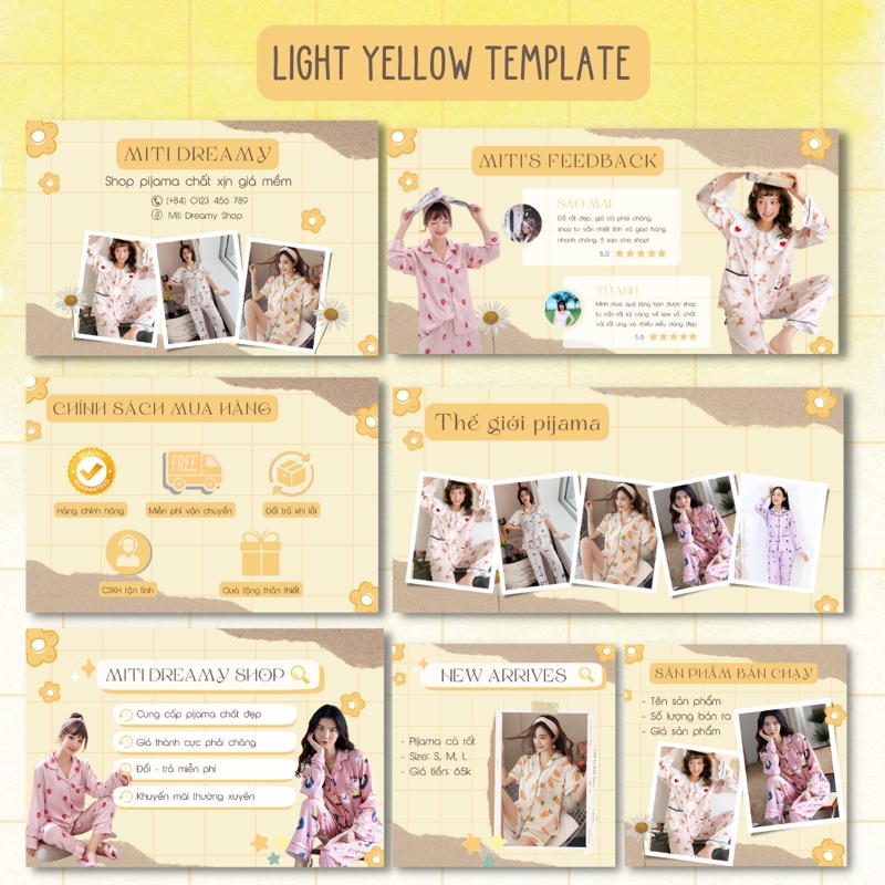 Template shop thời trang nữ - đồ bộ, pijama