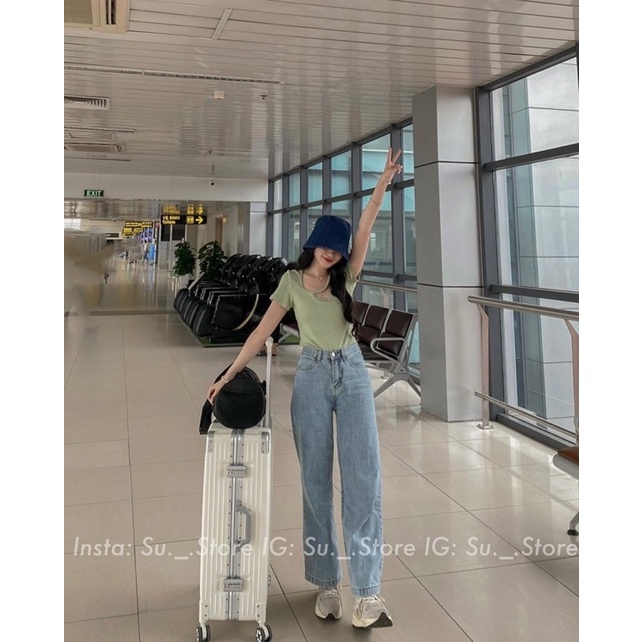 Áo thun gân cộc tay trơn vai lệch A2289 SUSTORE