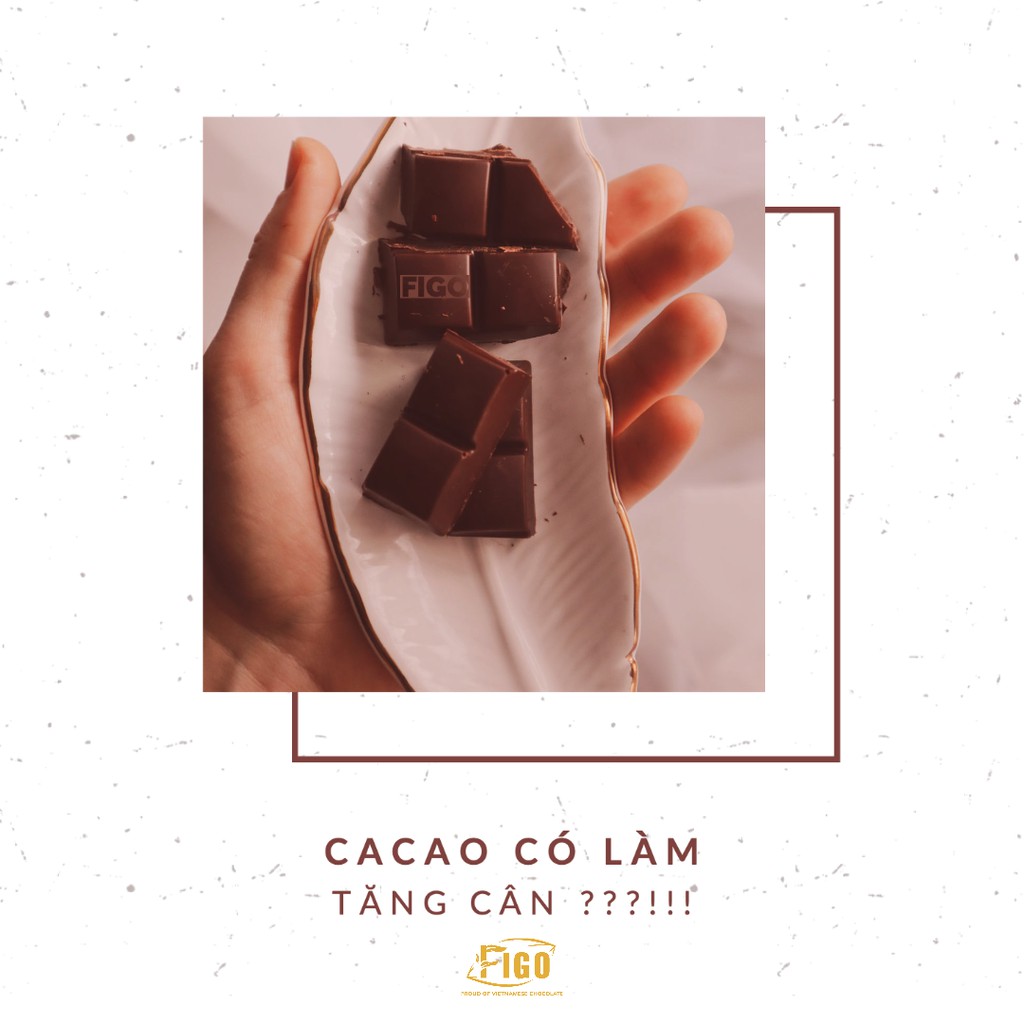 Kẹo Socola sữa hạt cacao nibs 50% cacao ngọt vừa Figo 50g, đồ ăn vặt văn phòng siêu ngon