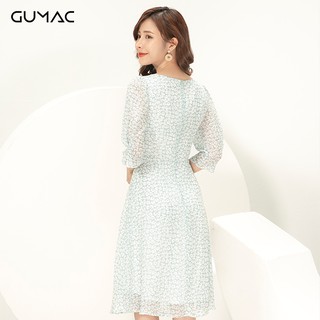 Đầm cổ U phối bèo GUMAC DA902