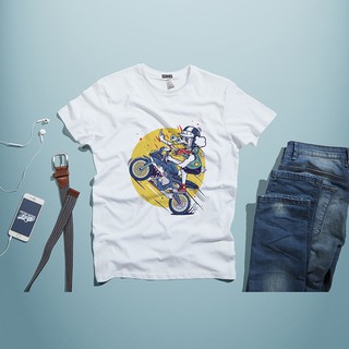 Áo thun unisex nam nữ in hình crazy biker