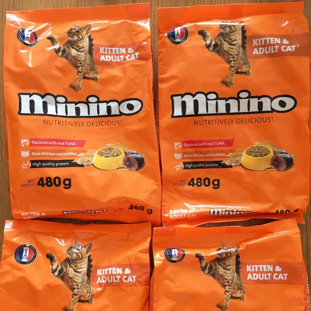 Combo Mua 4 thêm 1 Minino Tuna vị cá ngừ thức ăn hạt cho mèo 480g - Lida Pet Shop