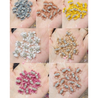 Hoa bột nail gắn móng tay | Nơ bột - nơ ngọc ( set 2 bông/ 10 bông )