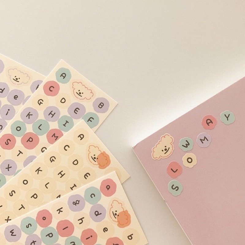 1 Tấm Nhãn Dán Họa Tiết Chữ Cái Tiếng Anh Hoạt Hình Dễ Thương Trang Trí Sổ Tay DIY