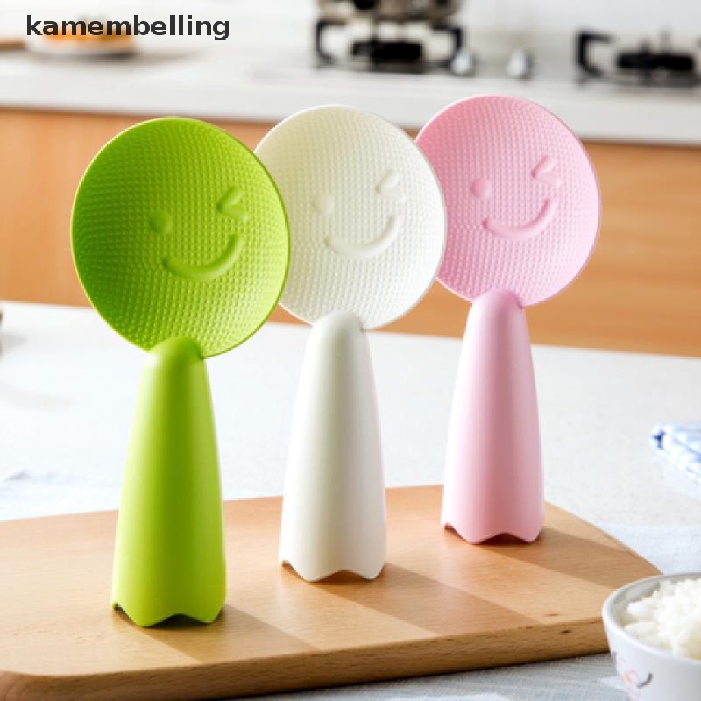 Muỗng xới cơm hình mặt cười có giá đỡ
