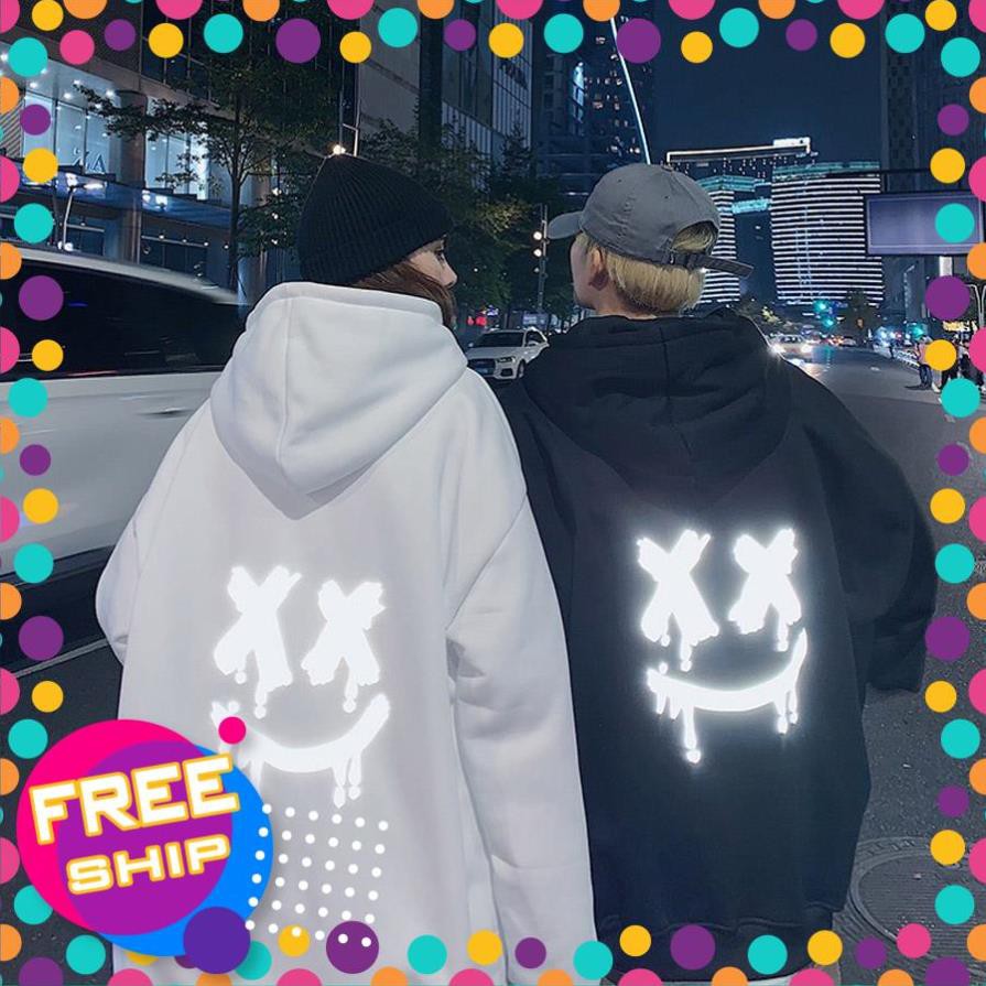Áo Hoodie Nam Nữ Phản Quang Mặt Cười, Vải Nỉ Ngoại dầy dặn, Anam Store