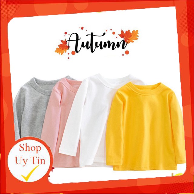 Áo thun dài tay 4LOVA cổ tròn trơn unisex cho bé trai, bé gái -Hàng nhập khẩu
