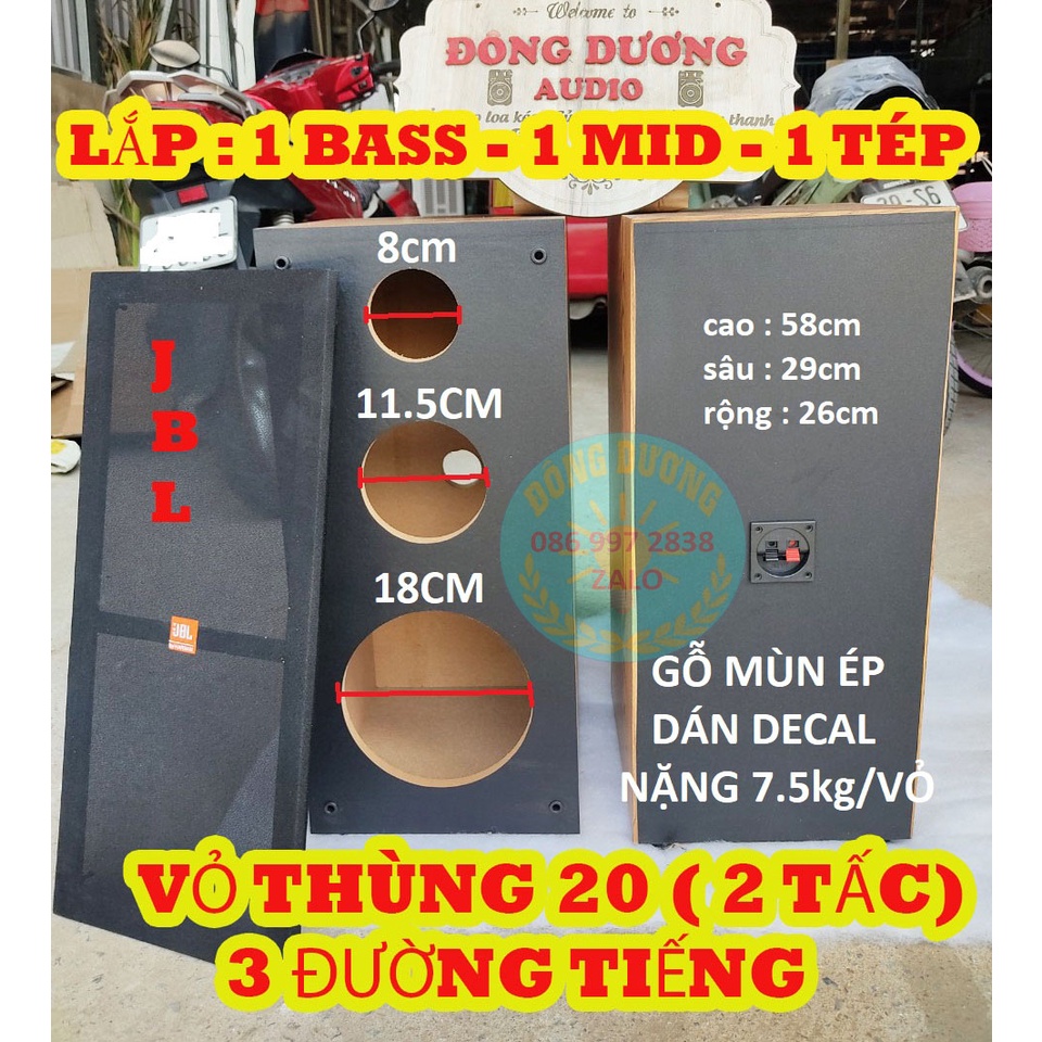 VỎ THÙNG LOA BASS 20 JBL 3 ĐƯỜNG TIẾNG - 1 BASS - 1 MID -1 TRÉP - GIÁ 1 CHIẾC