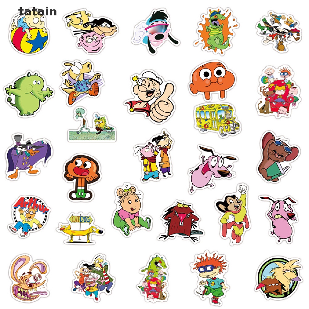 [TAT] 50PCS Mixed Classic Cartoon Anime Stickers Luggage Graffiti Waterproof Sticker CVX