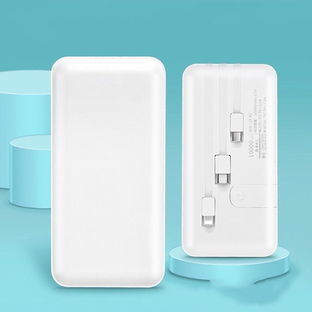 Sạc dự phòng 10000mAh tích hợp 4 dây sạc lightning/Micro/Type c/usb dung lượng thật