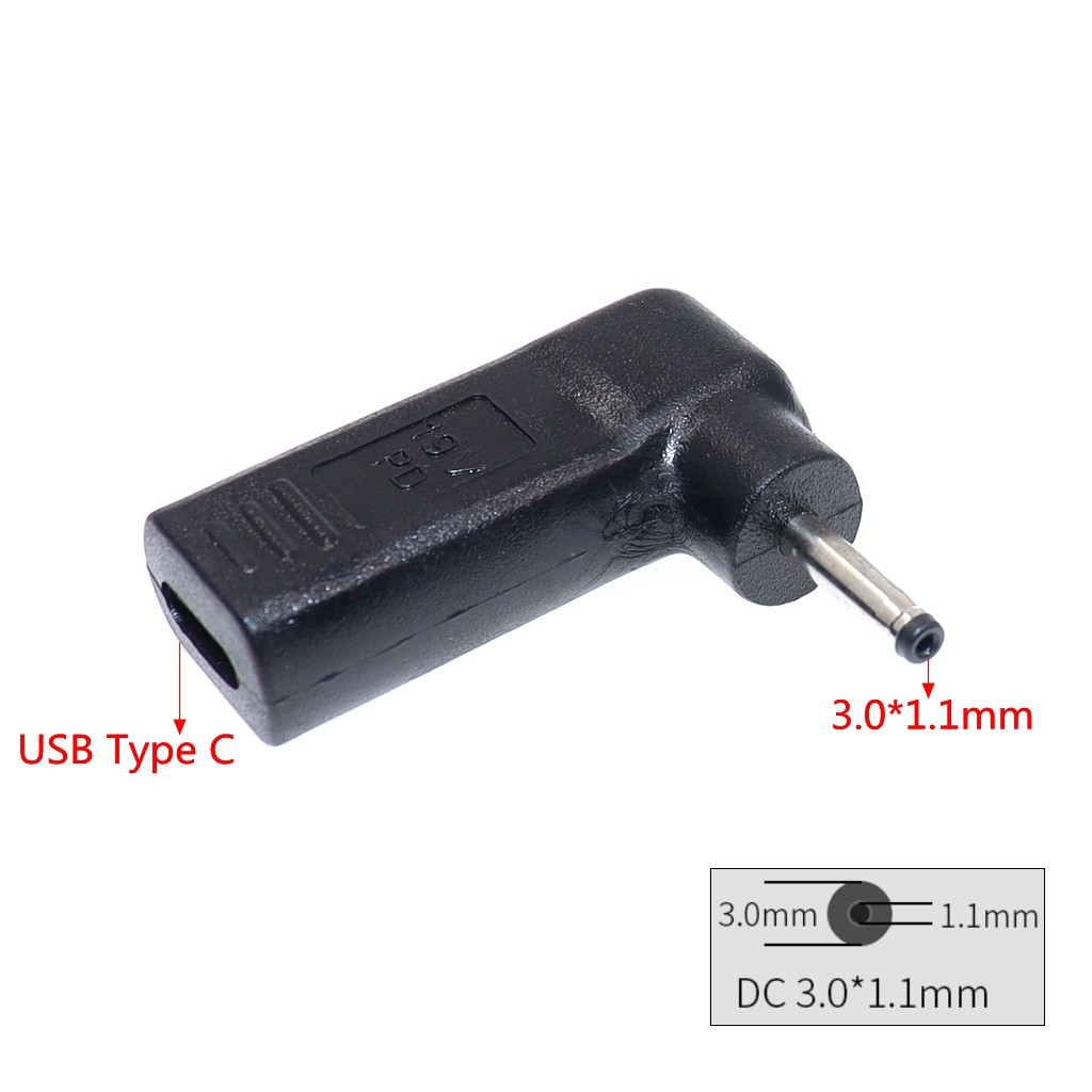 Đầu sạc chuyển đổi cổng USB Type C sang nguồn điện DC 3.0x1.1mm / 3.0*1.1mm chuyên dụng cho laptop Acer Asus Samsung