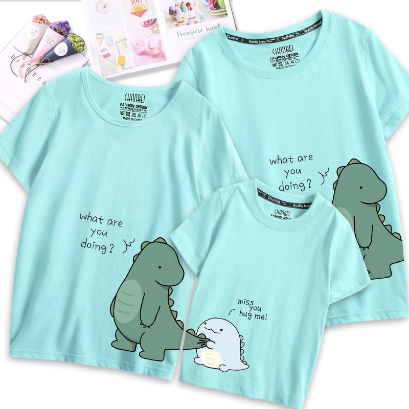 Áo thun gia đinh-áo cặp đôi-chất cotton đẹp mẫu khung long HOT
