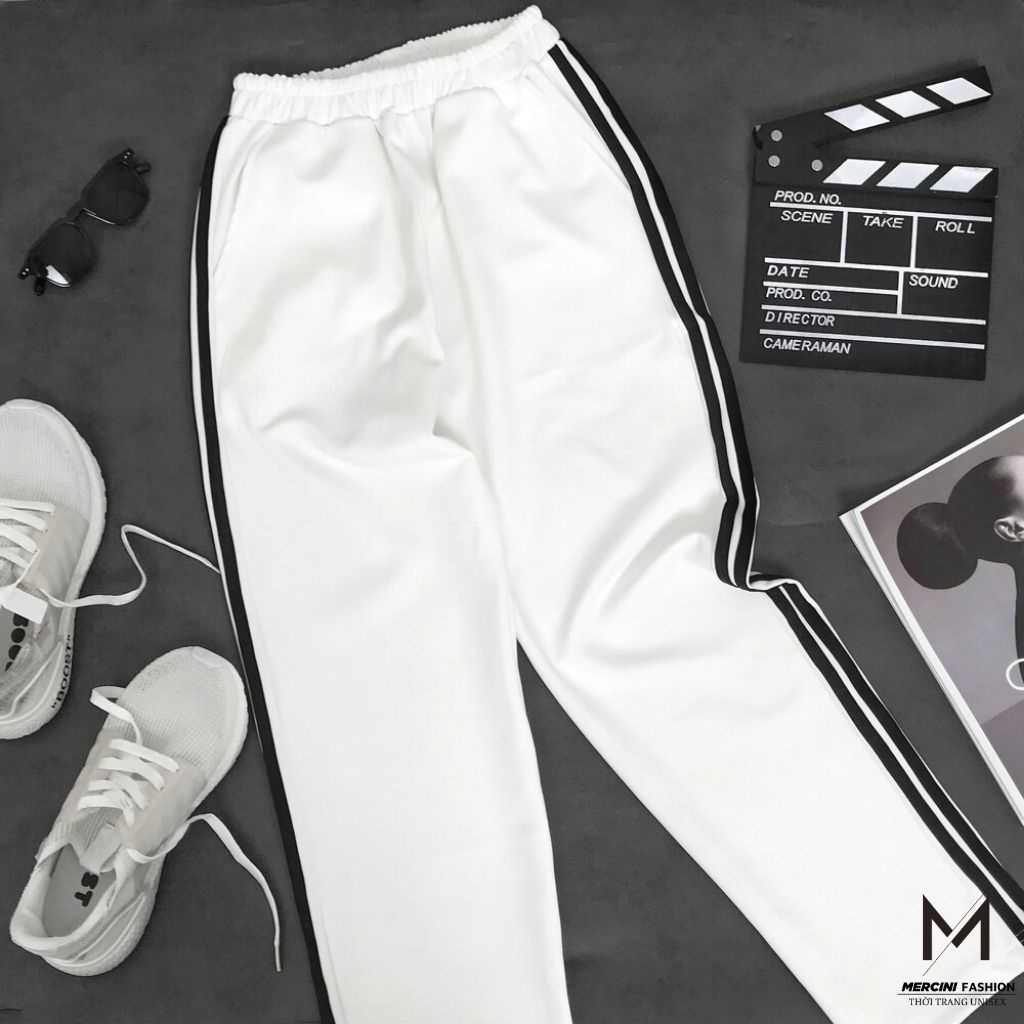 Quần ống suông Line pants MERCINI thiết kế ống rộng phong cách UNISEX nam nữ hai màu đen trắng