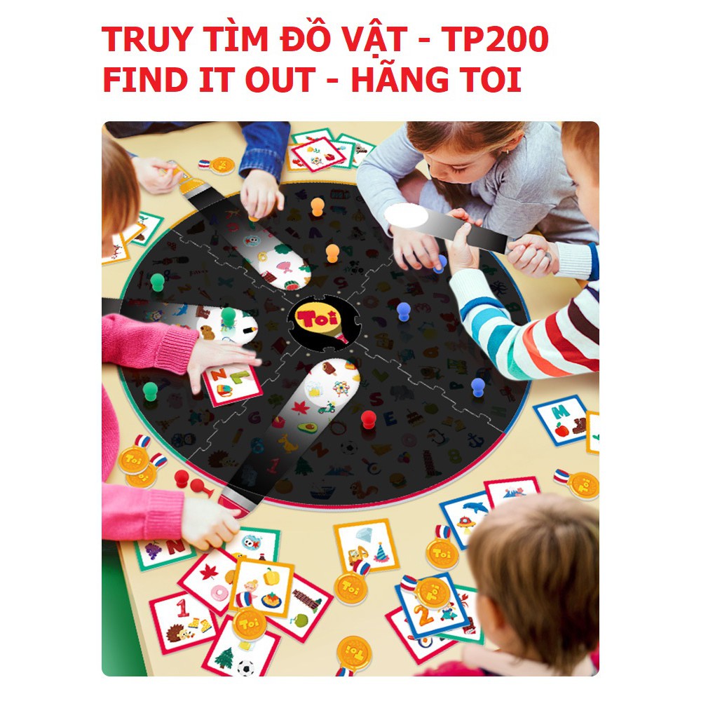 Bộ trò chơi board games hãng TOI Find it out truy tìm đồ vật động vật 2 mẫu chơi 2 mặt luyên tinh mắt nhanh tay bé 3t