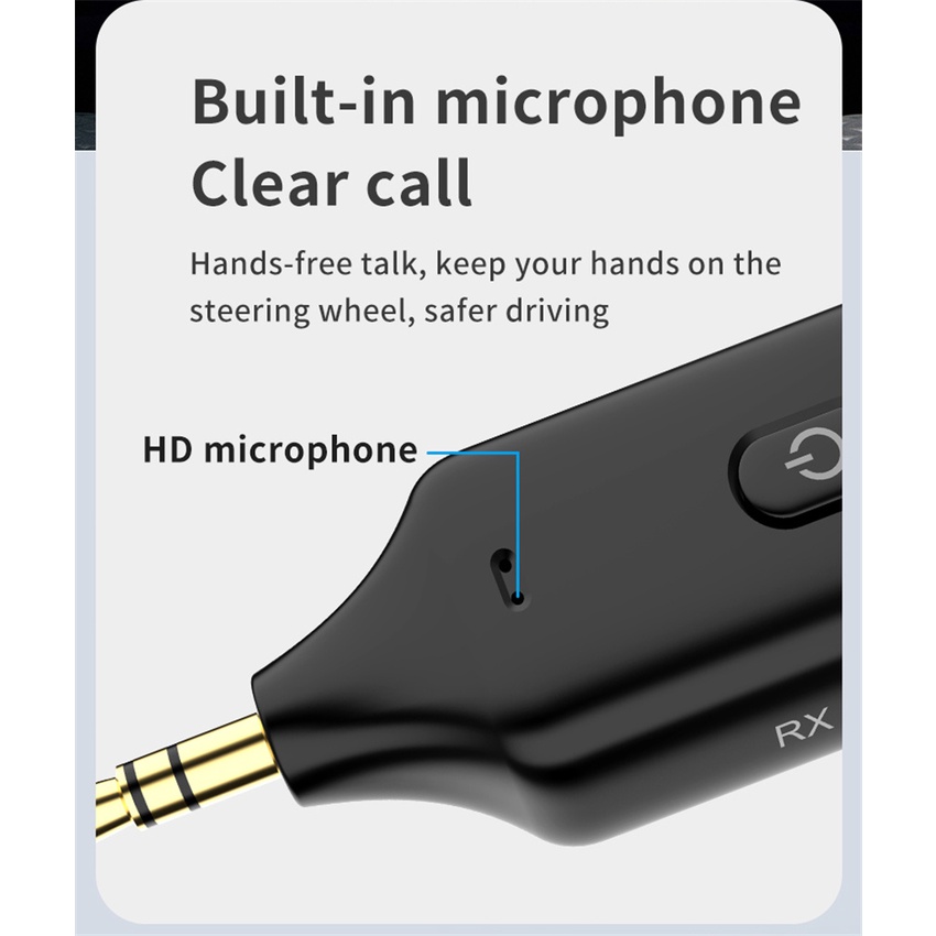 Thiết bị thu phát âm thanh bluetooth 5.0 2 trong 1 có giắc cắm 3.5mm cáp sạc usb dành cho xe hơi