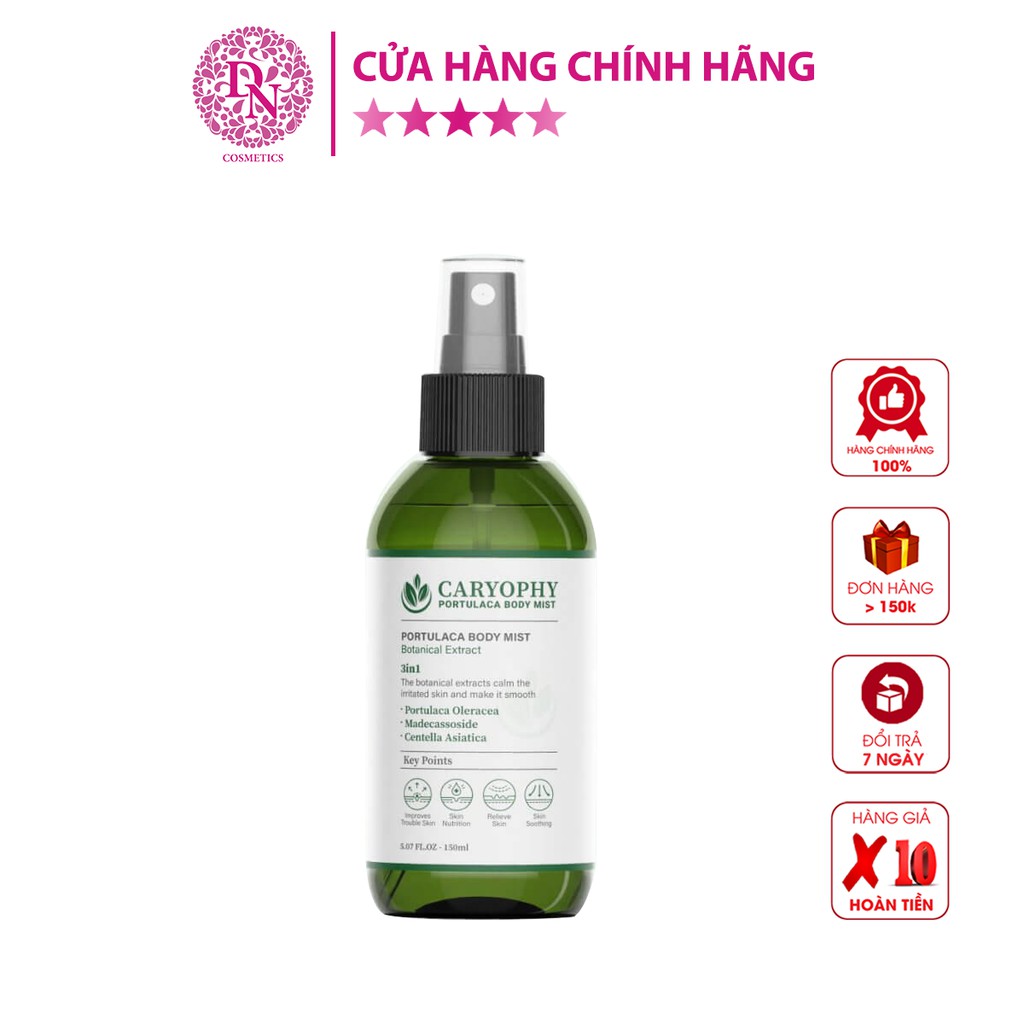 Xịt giảm mụn toàn thân Caryophy Portulaca Body Mist 150ml Tặng Serum giảm mụn Caryophy Portulaca Ampoule 10ml